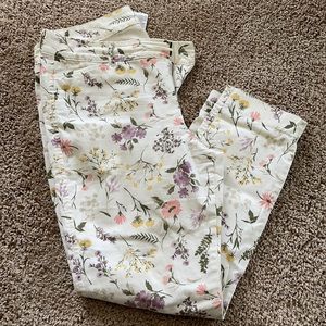 Floral print jeans